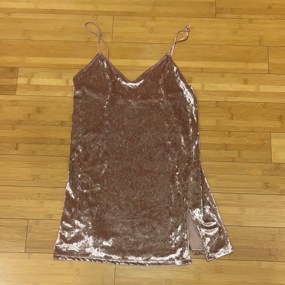 French Connection Velvet Mini Dress in Rose Gold
